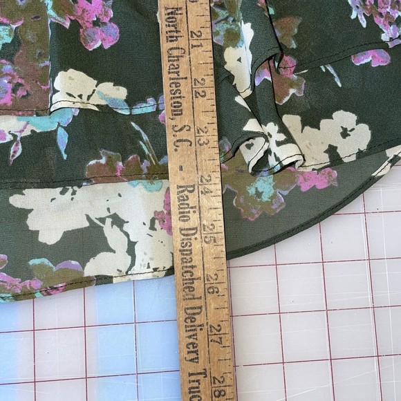 Everly Womens Small Floral Top Blouse 3/4 Sleeve Sheer Hi Lo Hem‎ Tiered … - Picture 14 of 14